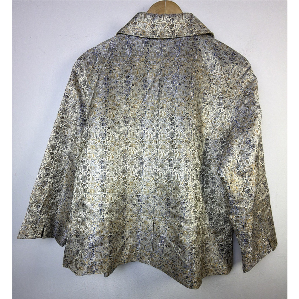 Chico's 3 Blazer XL Gold 1 Button Lined wedding guest Persian jacket cocktail - Picture 7 of 11